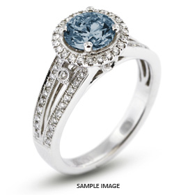 18k White Gold Split Shank Engagement Ring with 1.68 Total Carat Blue-I2 Round Diamond