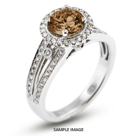 18k White Gold Split Shank Engagement Ring with 1.58 Total Carat Brown-SI3 Round Diamond