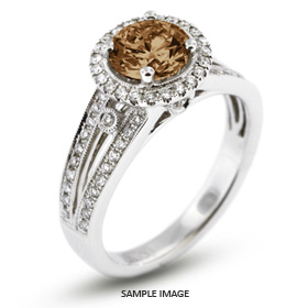 18k White Gold Split Shank Engagement Ring with 1.60 Total Carat Brown-SI1 Round Diamond