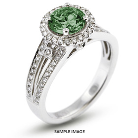18k White Gold Split Shank Engagement Ring with 1.76 Total Carat Green-SI1 Round Diamond