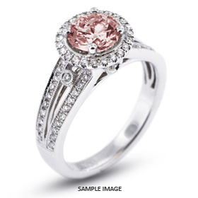 18k White Gold Split Shank Engagement Ring with 1.60 Total Carat Pink-SI2 Round Diamond