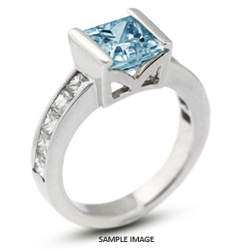 14k White Gold Accents Engagement Ring with 2.75 Total Carat Blue-SI2 Princess Diamond