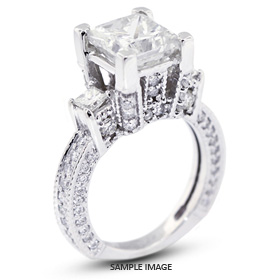 14k White Gold Accents Engagement Ring with 4.31 Total Carat I-SI1 Square Radiant Diamond