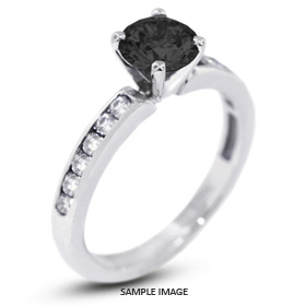 14k White Gold Accents Engagement Ring with 1.41 Total Carat Black Round Diamond