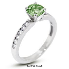 14k White Gold Accents Engagement Ring with 0.86 Total Carat Green-SI1 Round Diamond