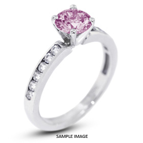 14k White Gold Accents Engagement Ring with 1.44 Total Carat Purple-SI2 Round Diamond