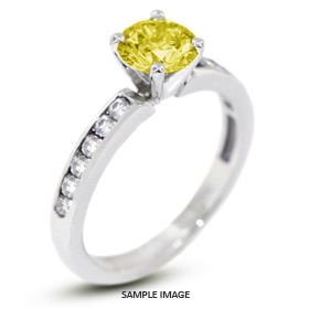 14k White Gold Accents Engagement Ring with 1.74 Total Carat Yellow-SI1 Round Diamond