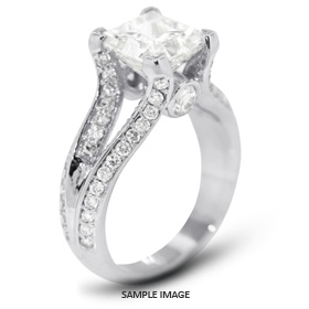 14k White Gold Split Shank Engagement Ring with 4.61 Total Carat D-SI3 Princess Diamond
