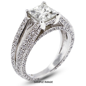 14k White Gold Split Shank Engagement Ring with 2.96 Total Carat I-SI2 Princess Diamond