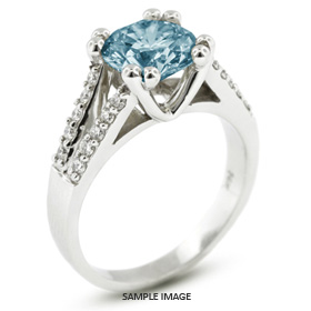 14k White Gold Split Shank Engagement Ring with 2.47 Total Carat Blue-VS2 Round Diamond