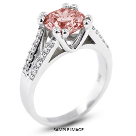 14k White Gold Split Shank Engagement Ring with 3.46 Total Carat Pink-SI1 Round Diamond