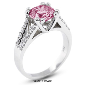 14k White Gold Split Shank Engagement Ring with 2.53 Total Carat Purple-SI2 Round Diamond
