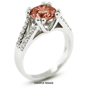 14k White Gold Split Shank Engagement Ring with 2.02 Total Carat Red-SI3 Round Diamond