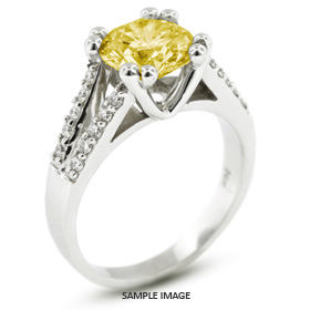 14k White Gold Split Shank Engagement Ring with 2.53 Total Carat Yellow-SI3 Round Diamond