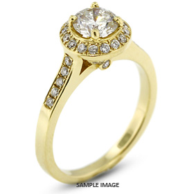 14k Yellow Gold Accents Engagement Ring with 1.08 Total Carat I-I1 Round Diamond