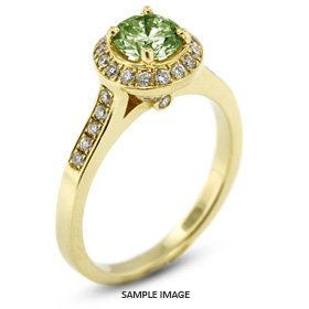 14k Yellow Gold Accents Engagement Ring with 1.00 Total Carat Green-SI1 Round Diamond