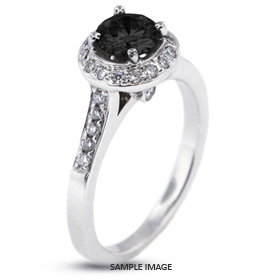 14k White Gold Accents Engagement Ring with 1.40 Total Carat Black Round Diamond