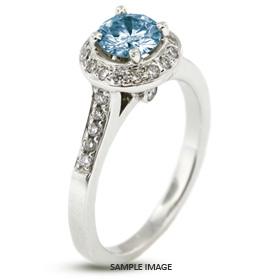 14k White Gold Accents Engagement Ring with 2.71 Total Carat Blue-SI2 Round Diamond
