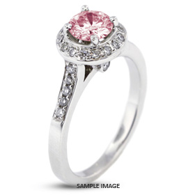 14k White Gold Accents Engagement Ring with 1.03 Total Carat Pink-SI1 Round Diamond
