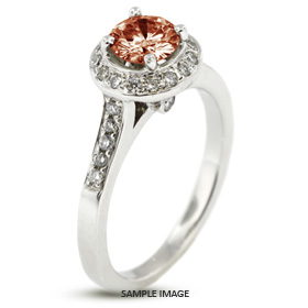 14k White Gold Accents Engagement Ring with 1.30 Total Carat Red-SI2 Round Diamond