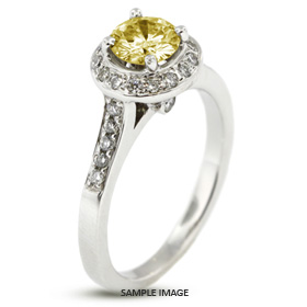 14k White Gold Accents Engagement Ring with 3.00 Total Carat Yellow-SI2 Round Diamond