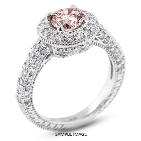 14k White Gold Vintage Style Engagement Ring with Halo with 3.70 Total Carat Pink-SI2 Round Diamond