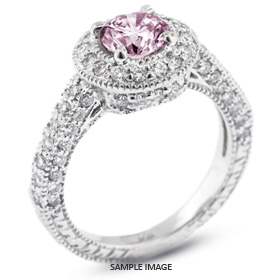 14k White Gold Vintage Style Engagement Ring with Halo with 3.19 Total Carat Purple-SI2 Round Diamond