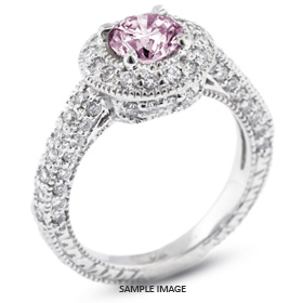 14k White Gold Vintage Style Engagement Ring with Halo with 2.22 Total Carat Purple-SI3 Round Diamond