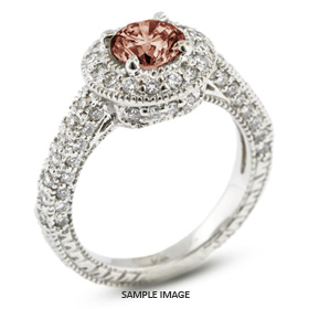 14k White Gold Vintage Style Engagement Ring with Halo with 2.20 Total Carat Red-SI2 Round Diamond