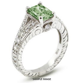 14k White Gold Split Shank Engagement Ring with 1.59 Total Carat Green-SI2 Rectangular Radiant Diamond