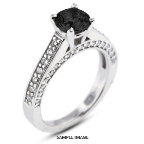14k White Gold Accents Engagement Ring with 2.26 Total Carat Black Round Diamond