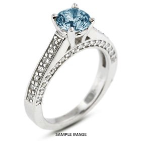 14k White Gold Accents Engagement Ring with 1.77 Total Carat Blue-SI2 Round Diamond