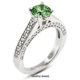 14k White Gold Accents Engagement Ring with 1.95 Total Carat Green-SI1 Round Diamond