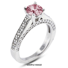 14k White Gold Accents Engagement Ring with 2.30 Total Carat Pink-SI2 Round Diamond