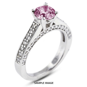 14k White Gold Accents Engagement Ring with 3.25 Total Carat Purple-SI1 Round Diamond