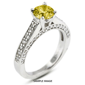 14k White Gold Accents Engagement Ring with 2.84 Total Carat Yellow-SI1 Round Diamond