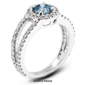 14k White Gold Split Shank Engagement Ring with 1.41 Total Carat Blue-VS2 Round Diamond