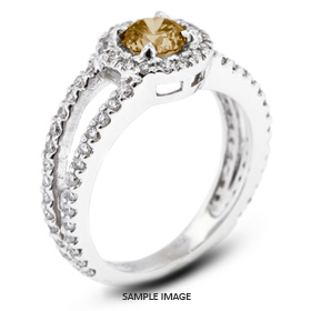 14k White Gold Split Shank Engagement Ring with 1.48 Total Carat Brown-VS2 Round Diamond