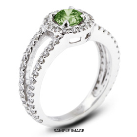 14k White Gold Split Shank Engagement Ring with 1.48 Total Carat Green-SI2 Round Diamond
