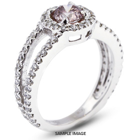 14k White Gold Split Shank Engagement Ring with 1.40 Total Carat Pink-VS2 Round Diamond