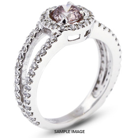 14k White Gold Split Shank Engagement Ring with 1.71 Total Carat Pink-SI1 Round Diamond