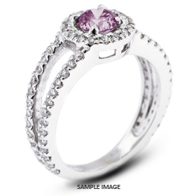 14k White Gold Split Shank Engagement Ring with 1.49 Total Carat Purple-SI1 Round Diamond