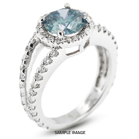 14k White Gold Split Shank Engagement Ring with 1.56 Total Carat Blue-SI1 Round Diamond