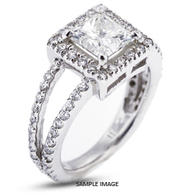 14k White Gold Split Shank Engagement Ring with 2.99 Total Carat E-SI2 Square Radiant Diamond
