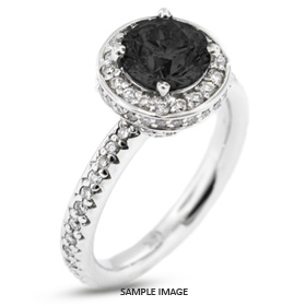 14k White Gold Accents Engagement Ring with 3.03 Total Carat Black Round Diamond
