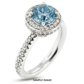 14k White Gold Accents Engagement Ring with 3.15 Total Carat Blue-SI1 Round Diamond