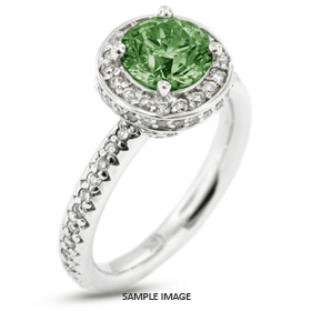 14k White Gold Accents Engagement Ring with 1.84 Total Carat Green-SI2 Round Diamond