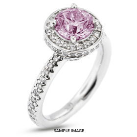 14k White Gold Accents Engagement Ring with 3.00 Total Carat Purple-SI2 Round Diamond