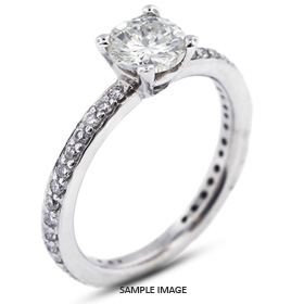14k White Gold Accents Engagement Ring with 1.31 Total Carat D-SI1 Round Diamond