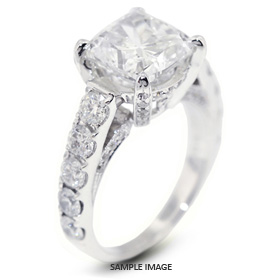 18k White Gold Engagement Ring with Milgrains with 4.68 Total Carat K-SI3 Square Radiant Diamond